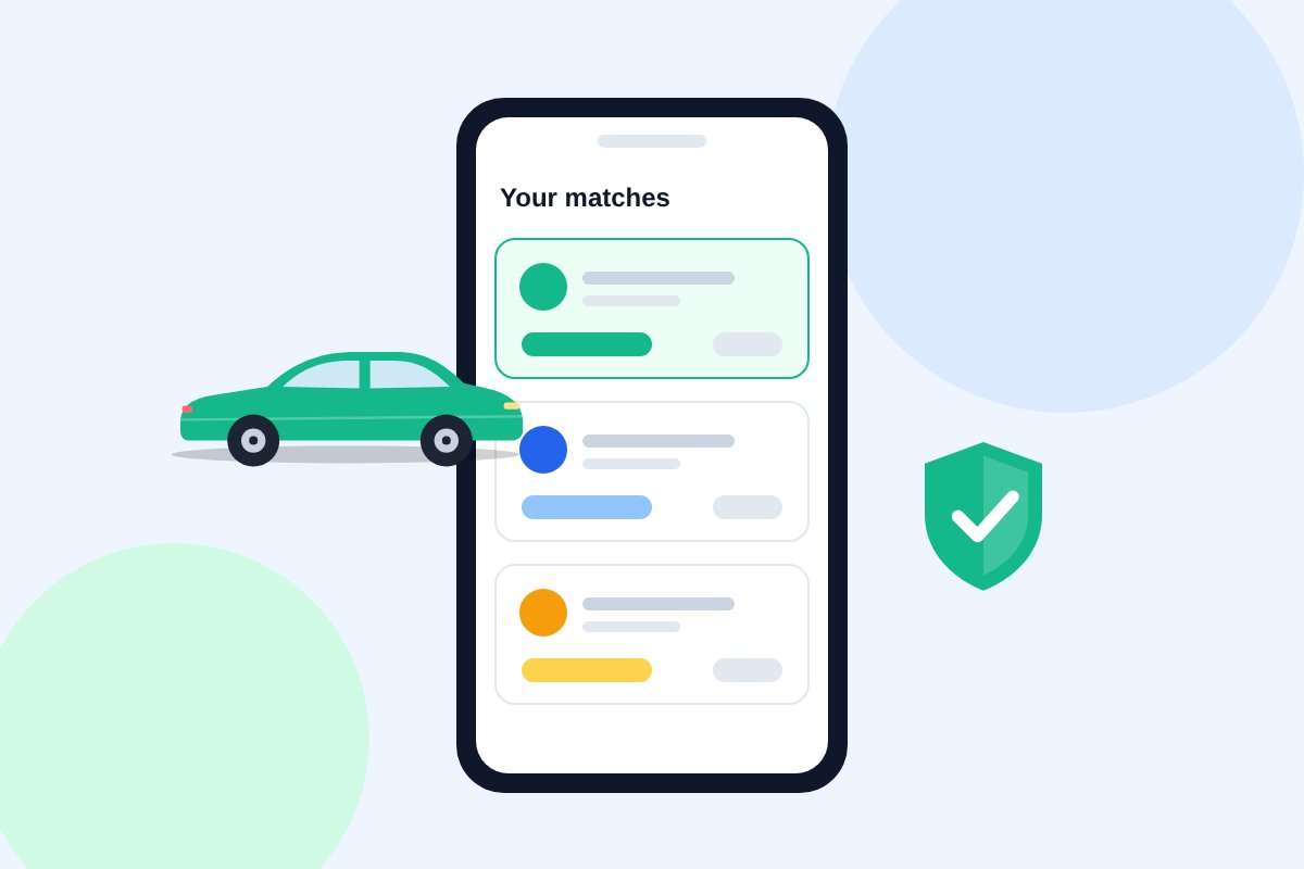 Phone showing auto insurance matches to compare